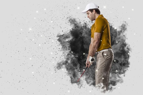 Golf-lejátszó jön ki egy robbanás, füst — Stock Fotó