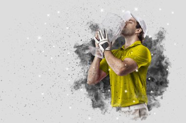 Golf oyuncu duman bir patlama dışarı geliyor