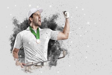 Golf oyuncu duman bir patlama dışarı geliyor