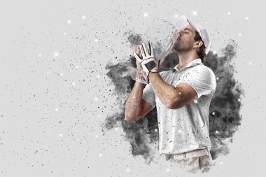 Golf oyuncu duman bir patlama dışarı geliyor