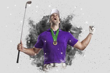 Golf oyuncu duman bir patlama dışarı geliyor