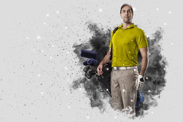 Giocatore di golf che esce da un'esplosione di fumo — Foto Stock