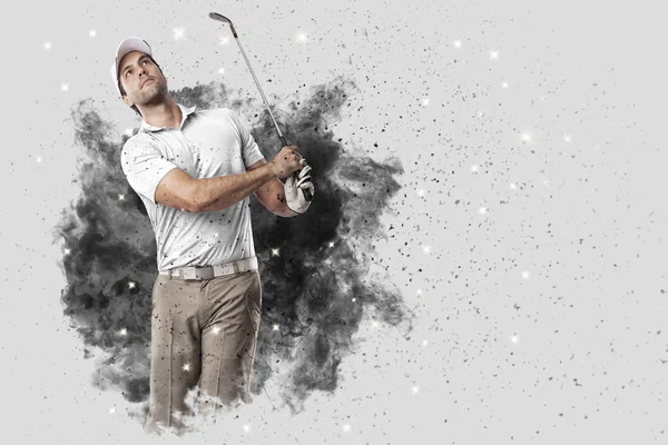 Golfspieler kommt aus einer Rauchwolke — Stockfoto