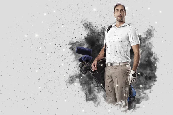 Jugador de golf saliendo de una ráfaga de humo —  Fotos de Stock