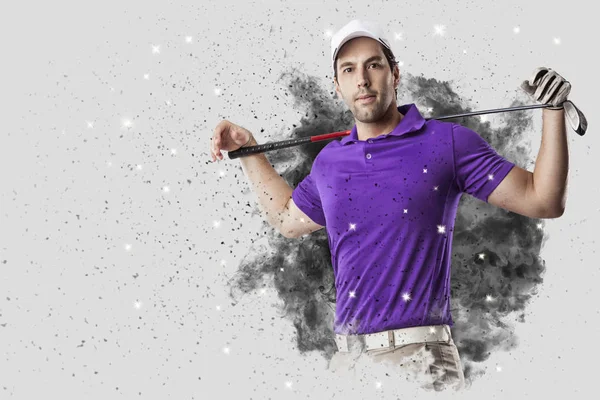Golf Player coming out of a blast of smoke — Stock Photo, Image
