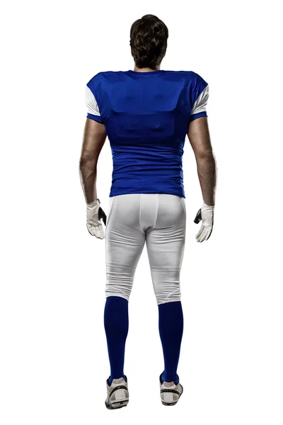足球运动员穿的蓝色制服， — 图库照片