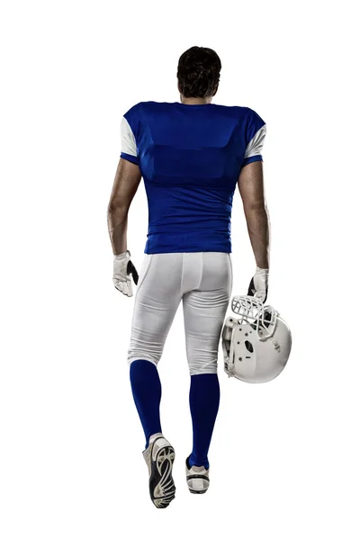 Jugador de fútbol con uniforme azul — Foto de Stock