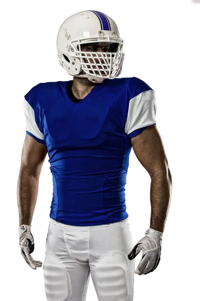 Jogador de futebol com um uniforme azul — Fotografia de Stock