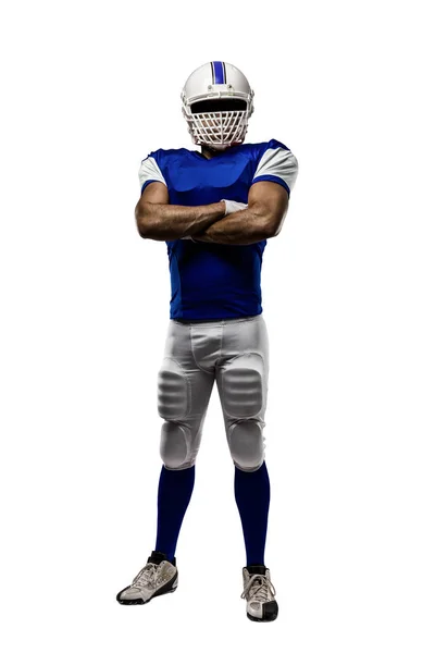 Fotballspiller med blå uniform – stockfoto