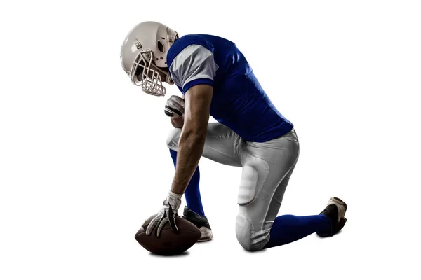 Fußballspieler mit blauer Uniform — Stockfoto