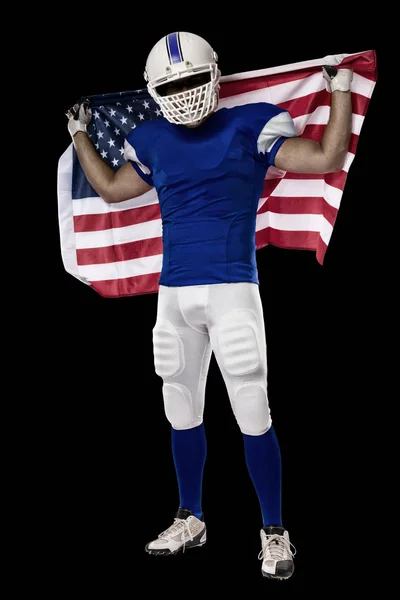 Futbolcu mavi bir üniforma ile — Stok fotoğraf