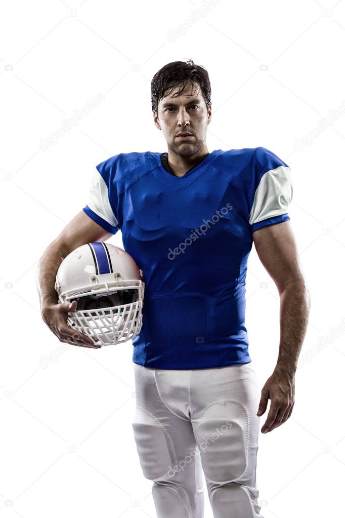 Football Player with a blue uniform