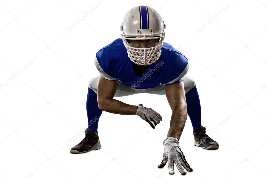 Football Player with a blue uniform