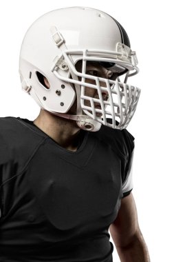 Futbolcu siyah üniforma ile