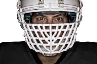 Futbolcu siyah üniforma ile