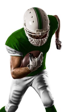 Futbolcu yeşil üniforma ile