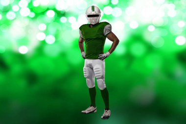 Futbolcu yeşil üniforma ile