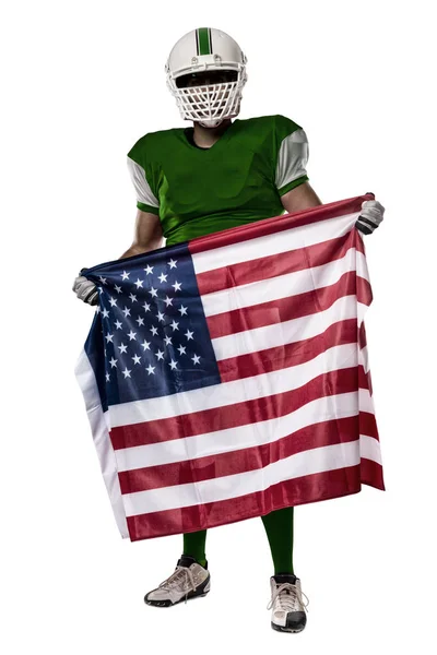 Futbolcu yeşil üniforma ile — Stok fotoğraf