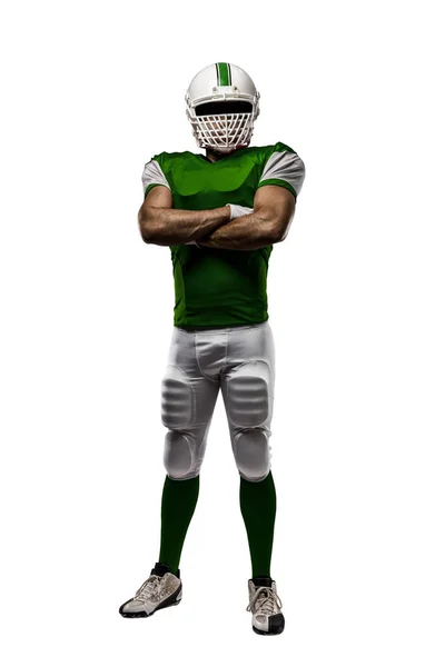 Fotbalista s zelená uniforma — Stock fotografie