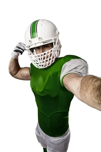 Piłkarz z zielonym mundurze — Zdjęcie stockowe