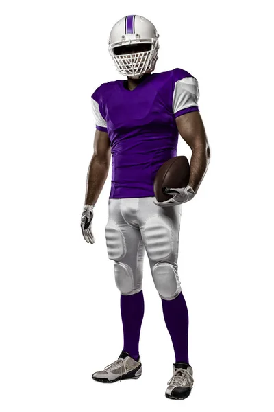 Football Player with a purple uniform — Stock Photo, Image