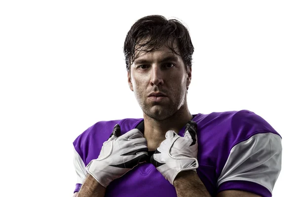 Football Player with a purple uniform — Stock Photo, Image