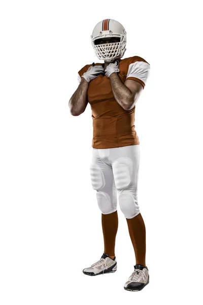 Football Player with a orange uniform — Stock Photo, Image