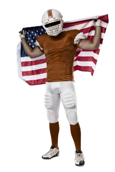 Football Player with a orange uniform — Stock Photo, Image