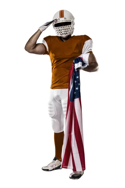 Football Player with a orange uniform — Stock Photo, Image