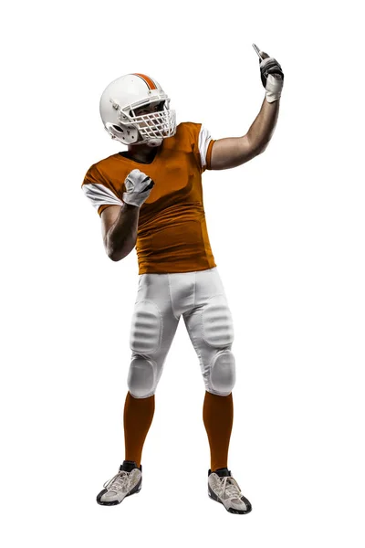 Football Player with a orange uniform — Stock Photo, Image