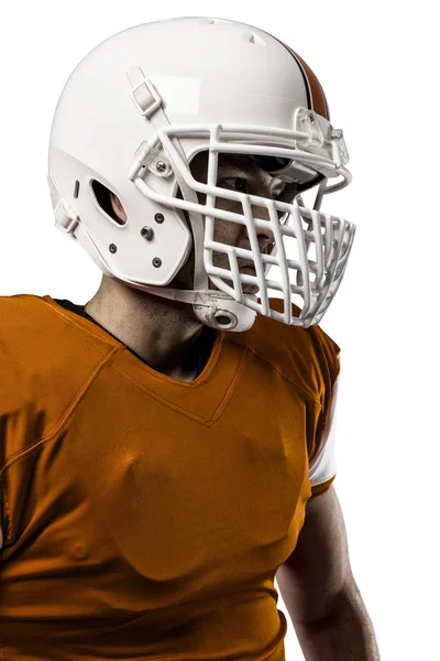 Jogador de futebol com um uniforme laranja — Fotografia de Stock