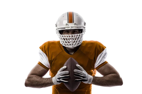 Jogador de futebol com um uniforme laranja — Fotografia de Stock