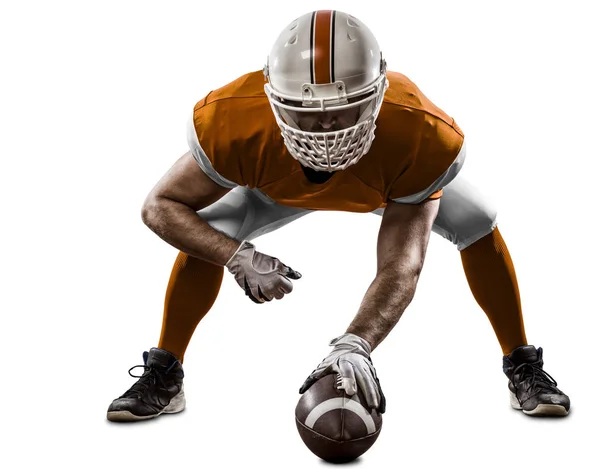 Jogador de futebol com um uniforme laranja — Fotografia de Stock