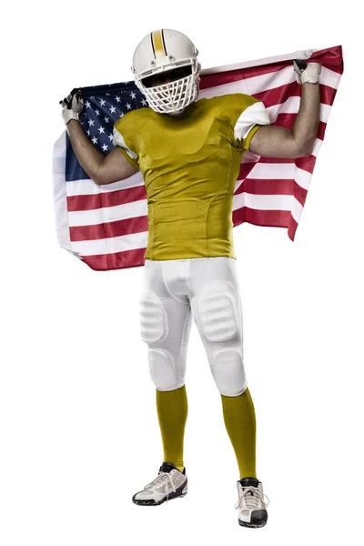 Futbolcu sarı üniforma ile — Stok fotoğraf