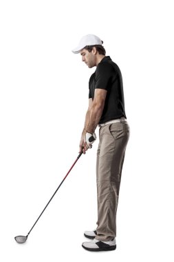 Golf oyuncu siyah gömlekli