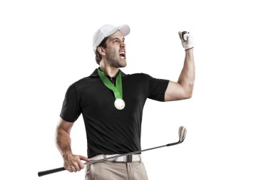 Golf oyuncu siyah gömlekli