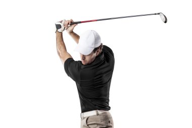 Golf oyuncu siyah gömlekli