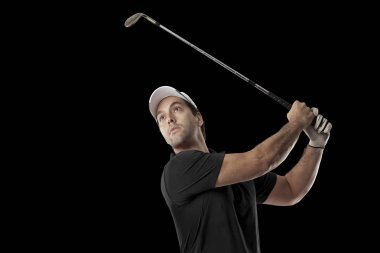 Golf oyuncu siyah gömlekli