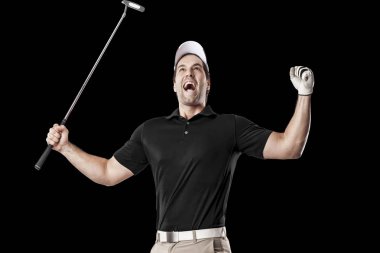 Golf oyuncu siyah gömlekli