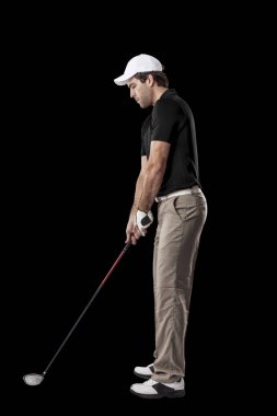 Golf oyuncu siyah gömlekli