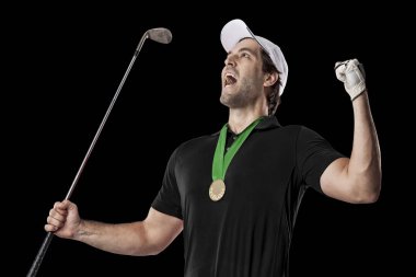 Golf oyuncu siyah gömlekli