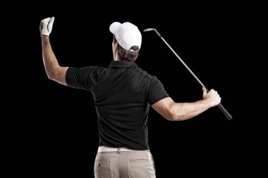 Golf oyuncu siyah gömlekli