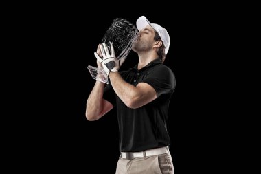 Golf oyuncu siyah gömlekli