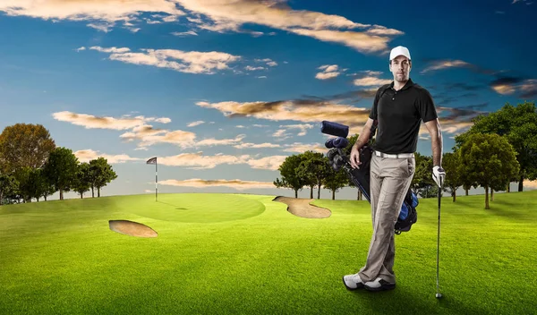 Golf Player in a black shirt — Stock Photo, Image