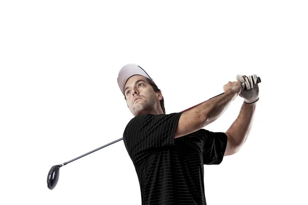 Jucător de golf într-o cămașă neagră — Fotografie, imagine de stoc