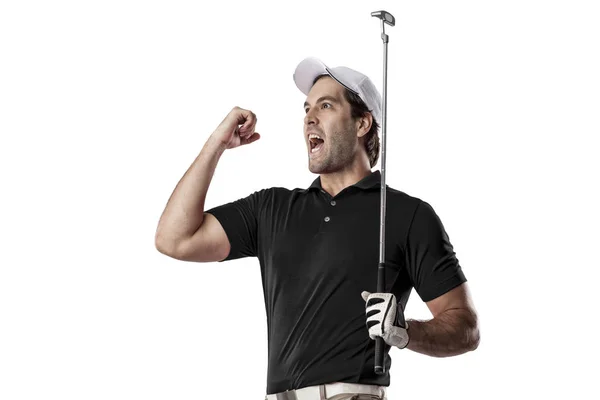 Golfspieler im schwarzen Hemd — Stockfoto