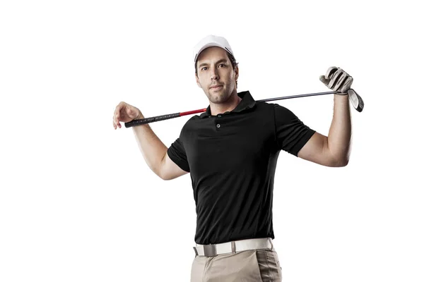 Jugador de golf con camisa negra —  Fotos de Stock