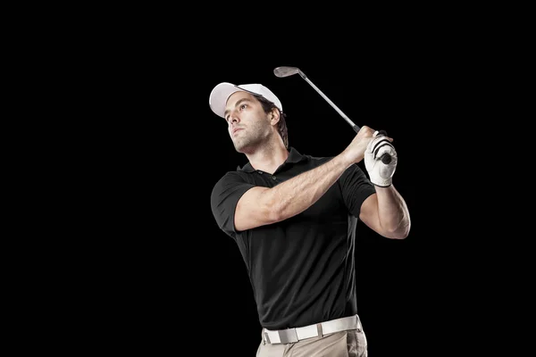 Golfspieler im schwarzen Hemd — Stockfoto