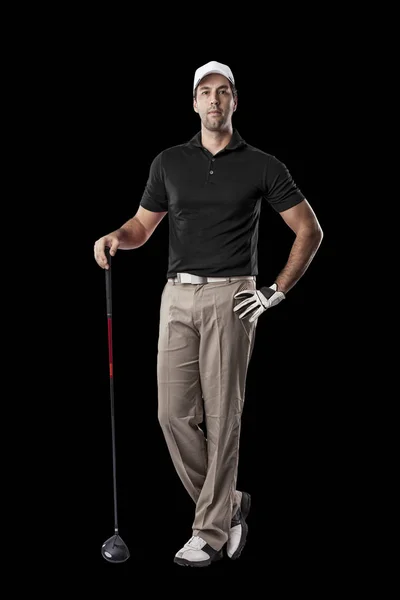 काळ्या शर्टमध्ये गोल्फ खेळाडू — स्टॉक फोटो, इमेज