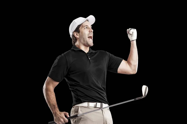 Παίκτης γκολφ στο ένα μαύρο πουκάμισο — Φωτογραφία Αρχείου